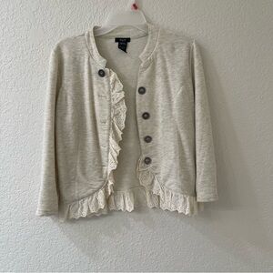 Women's Cream Jacket with Lace Trim